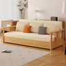 Modern Sofabed with Vibrant Colors: Yellow, Light Brown, Gray, Orange & Blue - Premium Cotton - Linen Upholstery & Dark Ash Wood Frame hyt - 1429MUTUKISPACE