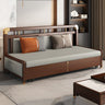 Modern Solid Wood Sofabed with Yellow, Light Gray, Dark Brown, Orange, Green, and Blue Faux Leather hyt - 1431MUTUKISPACE