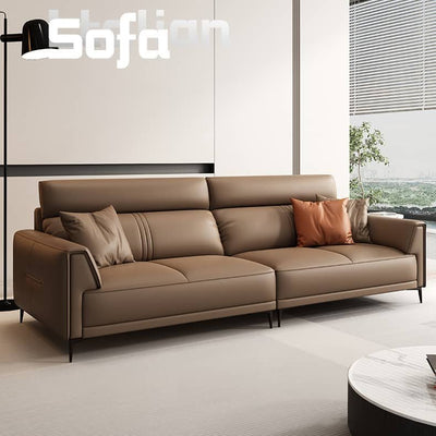 Luxurious Dark Brown Sofa with Pine Wood Frame and Plush Goose Down Cushions hzh - 1352MUTUKISPACE