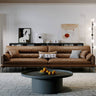 Luxurious Brown Sofa with Pine Wood Frame and Faux Leather Accents hzh - 1354MUTUKISPACE