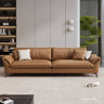 Stylish Pine Wood Sofa with Orange Cotton Blend and Luxurious Faux Leather Accents hzh - 1356MUTUKISPACE