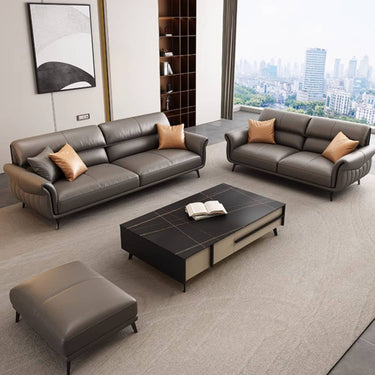 Stylish Gray Sofa with Durable Pine Wood Frame and Luxurious Faux Leather Accents hzh - 1359MUTUKISPACE