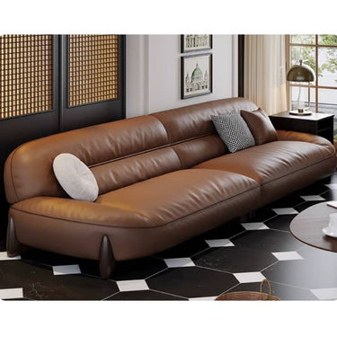 Luxurious Light Brown Sofa with Pine and Oak Wood Frame, Goose Down and Latex Cushioning, and Cotton Faux Leather Finish hzh - 1364MUTUKISPACE