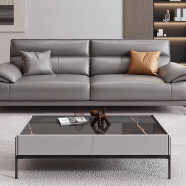 Luxury Gray Sofa with Pine Wood Frame - Cozy Cotton Down & Durable Faux Leather hzh - 1365MUTUKISPACE
