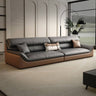 Elegant Dark Brown Sofa with Black Pine Wood Frame & Faux Leather Upholstery hzh - 1366MUTUKISPACE