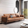 Brown Faux Leather Sofa with Pine Wood Frame and Cotton Accents hzh - 1369MUTUKISPACE