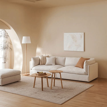 Stylish Off - White and Light Gray Pine Fabric Sofa - Perfect Modern Living Room Centerpiece mr - 162MUTUKISPACE