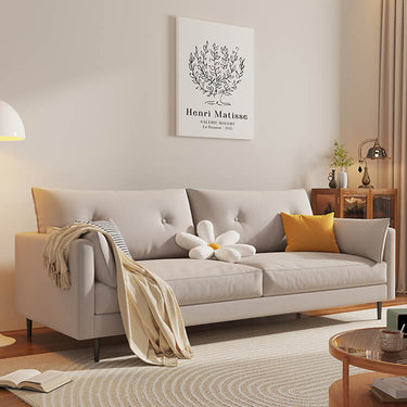 Modern Light Gray Sofa with Dark Green Accents - Premium Pine Fabric mr - 165MUTUKISPACE