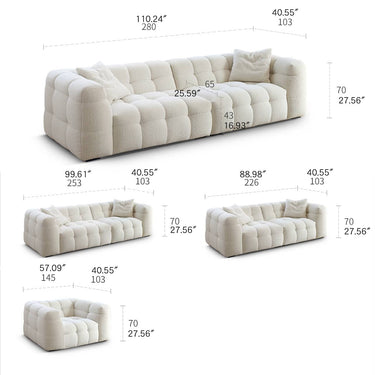 Luxury White Pine Sofa with Faux Lambswool and Down Silk Floss Comfort my - 343MUTUKISPACE