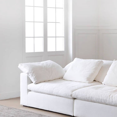 Luxury Cotton - Ramie White Sofa with Down & Silk Floss Cushions - Available in Brown, Dark Blue, and Black my - 357MUTUKISPACE