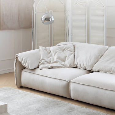 Luxurious White Pine Suede Down Sofa - Ultimate Comfort & Style my - 362MUTUKISPACE