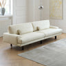 Luxurious Off - White Pine Leather Sofa with Plush Down Cushions and Sleek Stainless Steel Accents my - 372MUTUKISPACE