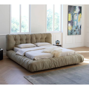 Luxurious Gray Pine Suede Down Bed for Ultimate Comfort my - 377MUTUKISPACE