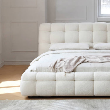 Luxurious White Pine Bed with Faux Lambswool and Silk Floss Comfort my - 378MUTUKISPACE