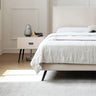 Luxurious Off - White Pine Bed with Premium Leather and Down Upholstery my - 380MUTUKISPACE