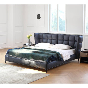 Luxurious Black Pine Bed with Leather Upholstery and Silk Floss Comfort my - 381MUTUKISPACE