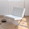Sleek White Stainless Steel Chair with Premium Leathaire Upholstery my - 382MUTUKISPACE