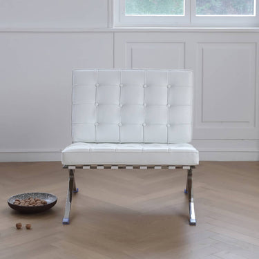 Sleek White Stainless Steel Chair with Premium Leathaire Upholstery my - 382MUTUKISPACE