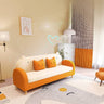 Stylish Light Gray Sofa with Off White, Mint Green, Grass Pink, and Yellow Wood Accents – Premium Cotton Upholstery qm - 11MUTUKISPACE