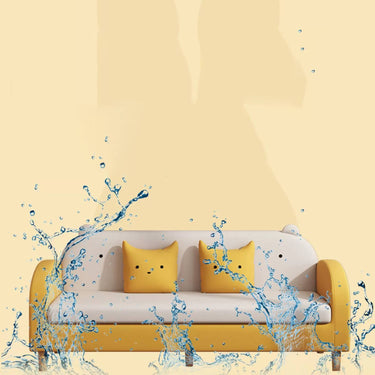 Stylish Light Gray Sofa with Off White, Mint Green, Grass Pink, and Yellow Wood Accents – Premium Cotton Upholstery qm - 11MUTUKISPACE