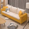 Stylish Cotton Blend Sofa in Vibrant Colors: Yellow, Off - White, Light Blue, Pink, Light Gray, and Grass Green with Wood Accents qm - 12MUTUKISPACE