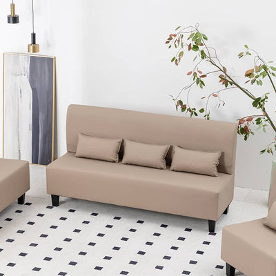 Modern Techno Fabric Sofa in Dark Blue, Light Gray, Khaki, and Orange with Wood Accents - Durable Nylon Upholstery qm - 14MUTUKISPACE