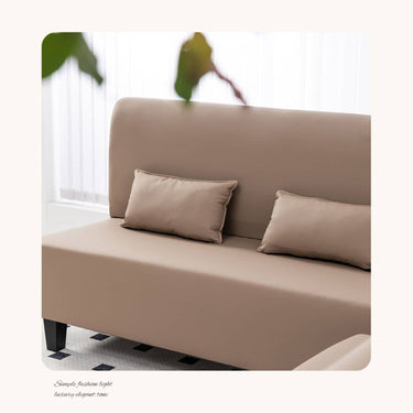 Modern Techno Fabric Sofa in Dark Blue, Light Gray, Khaki, and Orange with Wood Accents - Durable Nylon Upholstery qm - 14MUTUKISPACE