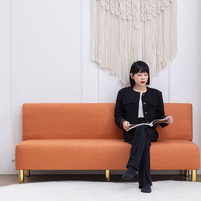 Stylish Multi - Color Sofa: Orange, Khaki, Dark Green, Blue & Light Brown with Premium Wood Finish & Techno Fabric Blend qm - 15MUTUKISPACE