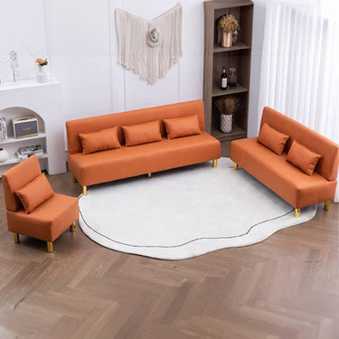 Stylish Multi - Color Sofa: Orange, Khaki, Dark Green, Blue & Light Brown with Premium Wood Finish & Techno Fabric Blend qm - 15MUTUKISPACE