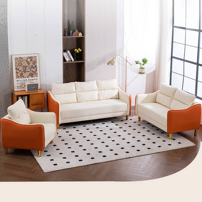 Stylish Techno Fabric Sofa - Available in Orange, Off White, Khaki, Black, Light Gray, and Dark Blue with Wood Accents qm - 16MUTUKISPACE