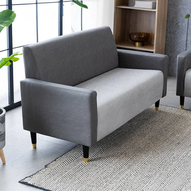 Stylish Dark Blue and Light Gray Sofa with Green Wood Accents - Techno Fabric and Cotton Blend for Ultimate Comfort qm - 6MUTUKISPACE