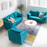 Stylish Mint Green & Yellow Cotton Sofa with Dark Wood Accents - Perfect for Modern Living Room Decor qm - 7MUTUKISPACE