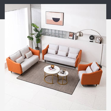 Stylish Dual - Tone Sofa Collection: Dark Blue, Orange, Green & More - Techno Fabric Cotton Blend qm - 8MUTUKISPACE