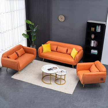 Stylish Multi - Color Sofa: Orange, Dark Green, Blue, Khaki & Brown Techno Fabric Cotton Blend qm - 9MUTUKISPACE