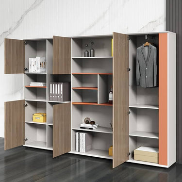 Stylish White Particle Board Cabinet with Natural Wood Accents - Perfect for Modern Living Spaces qs - 156MUTUKISPACE