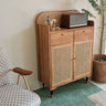 Stylish Rattan & Ash Wood Multi - Layer Cabinet with Metal Accents tzm - 514MUTUKISPACE