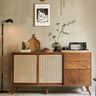 Elegant Ash Wood Cabinet with Natural Rattan Accents and Multi - Layer Construction tzm - 515MUTUKISPACE