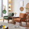 Stylish Orange and Green Faux Leather Chair with Ash Wood and Silicon Fill tzm - 517MUTUKISPACE