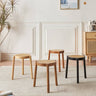 Stylish Rattan & Ash Wood Stool in Black, Brown, or Light Natural Finish tzm - 522MUTUKISPACE