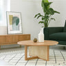 Natural Oak Wood Coffee Table with Rattan Accents: Timeless Elegance for Your Living Room tzm - 527MUTUKISPACE