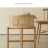 Stylish Natural Oak Wood Coffee Table with Rattan Accents tzm - 528MUTUKISPACE