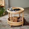 Natural Wood Coffee Table with Rattan Accents and Glass Top – Elegant and Durable tzm - 529MUTUKISPACE