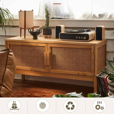 Natural Ash Wood Rattan Cabinet - Elegant Home Storage Solution tzm - 533MUTUKISPACE