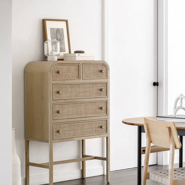 Elegant Dark Natural Wood Cabinet with Stylish Rattan and Ash Wood Accents tzm - 534MUTUKISPACE
