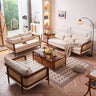Luxurious Brown & Off - White Rattan Sofa with Ash Wood Frame and Silk Cotton - Ramie Fill tzm - 543MUTUKISPACE
