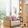Elegant Off - White Faux Lambswool Sofabed with Natural Rattan and Ash Wood Accents tzm - 544MUTUKISPACE