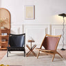 Sleek Black Ash Wood Chair with Premium Synthetic Leather Seat – Natural Wood Finish tzm - 546MUTUKISPACE