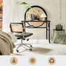 Stunning Black Rattan Makeup Vanity with Natural Ash Wood Finish and Multi - Layer Board tzm - 550MUTUKISPACE