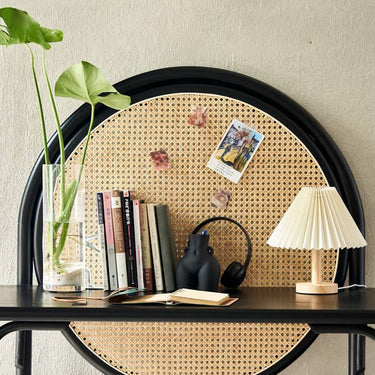 Modern Rattan & Ash Wood Chair with PU Leather and Stainless Steel Accents - Green & Orange Design tzm - 551MUTUKISPACE
