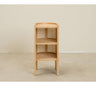 Stylish Bedside Cupboard with Natural Wood, Black and Green Rattan Accents - Oak Wood Finish tzm - 554MUTUKISPACE
